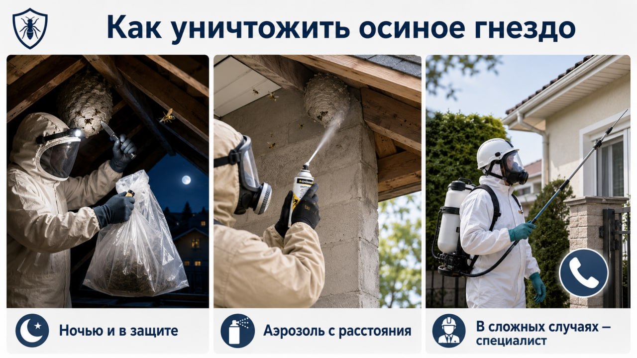 Как уничтожить осиное гнездо
